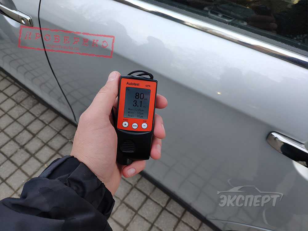 Показания толщины лакокрасочного покрытия в микрометрах на задней левой двери Nissan Almera G15