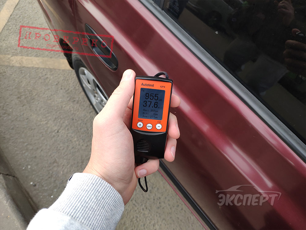 Показания толщиномера в микронах задней правой двери Hyundai Accent