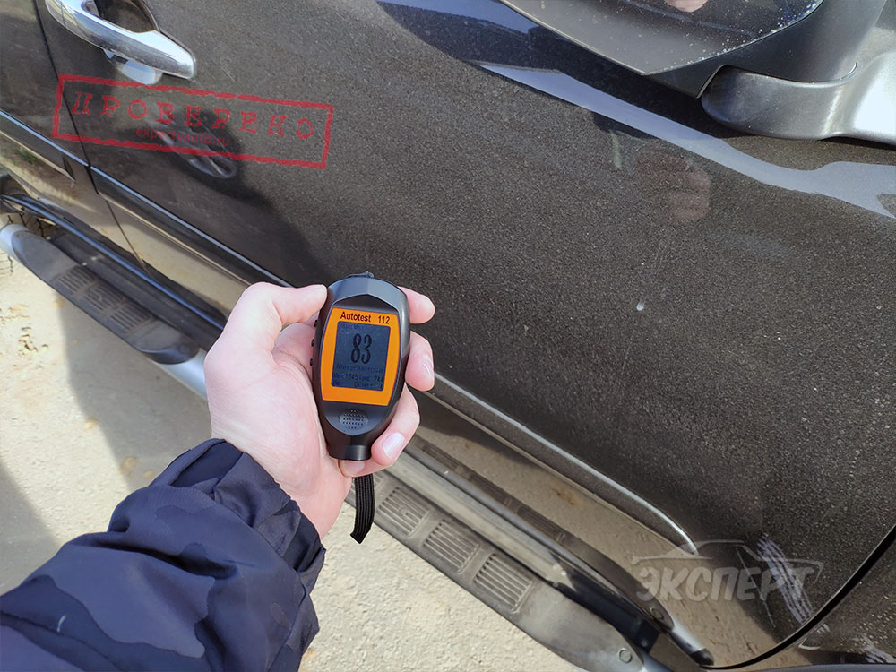 Измерение толщиномера ЛКП передняя правая дверь Mitsubishi Pajero Sport