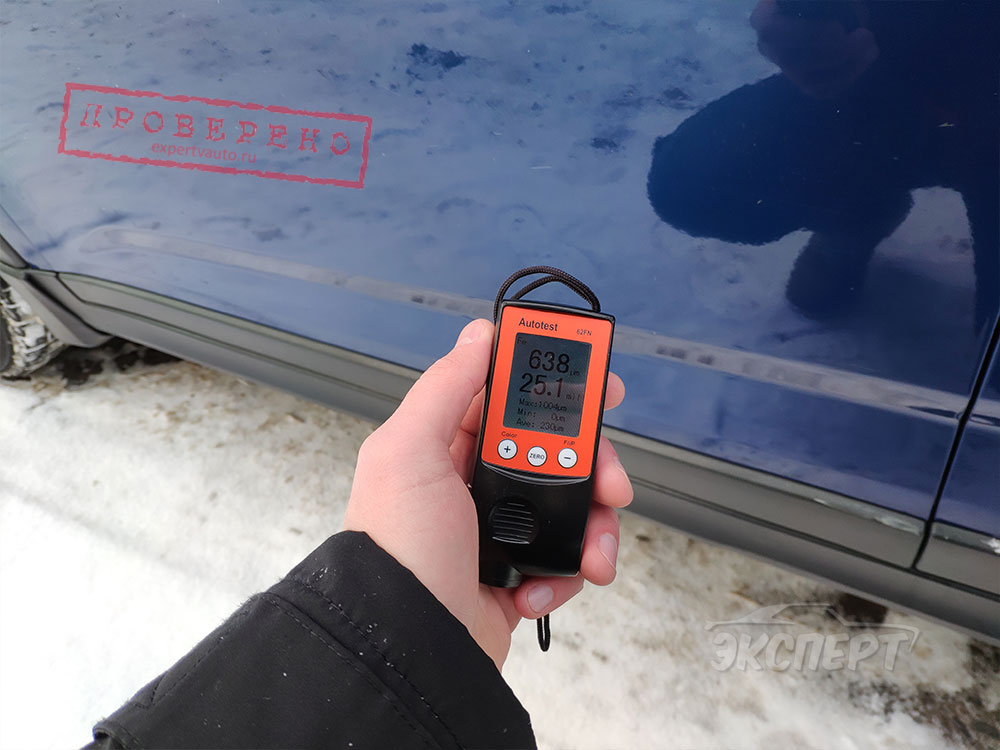 Показания микрометра толщины лакокрасочного покрытия задней правой двери Chevrolet Orlando