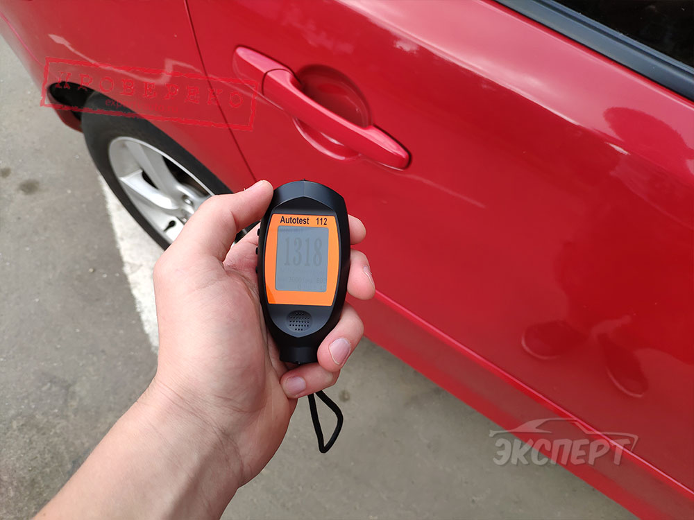 Измерение толщиномера ЛКП задней правой двери Mazda 3 BK