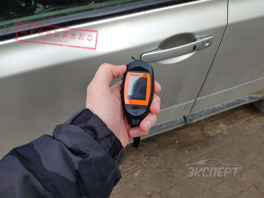 Измерение толщиномера ЛКП передней левой двери Nissan X-Trail