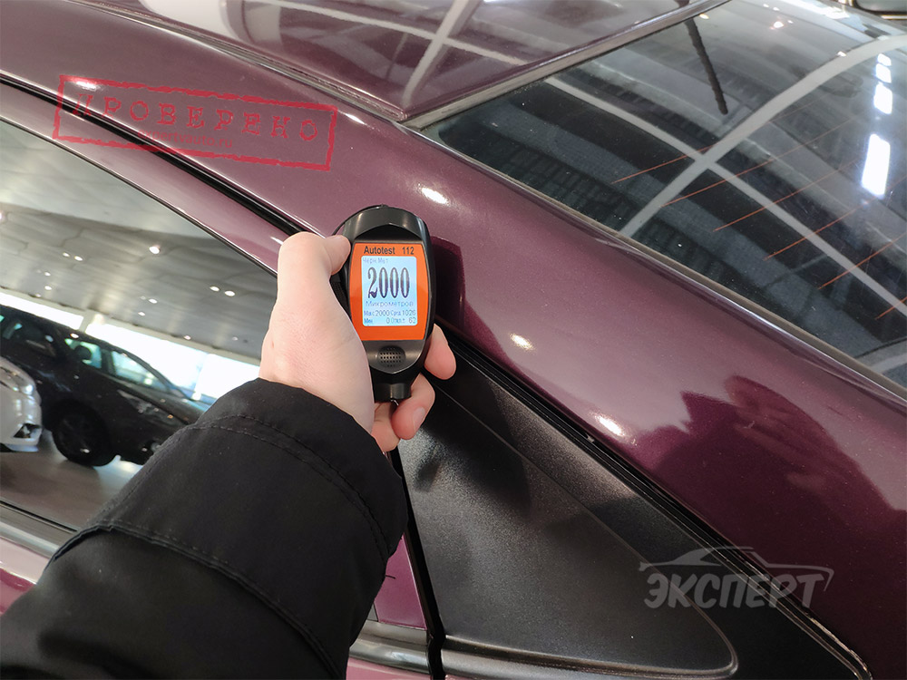 Измерение толщиномера ЛКП на левой стойке Hyundai Solaris